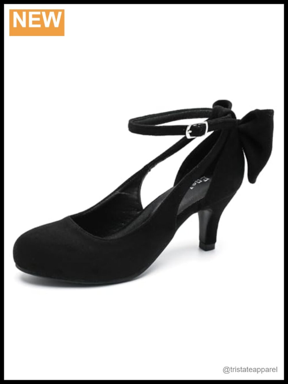 Faux Suede Kitten Heel Pumps Bow Ankle Strap Buckle Closed Toe Office Wedding